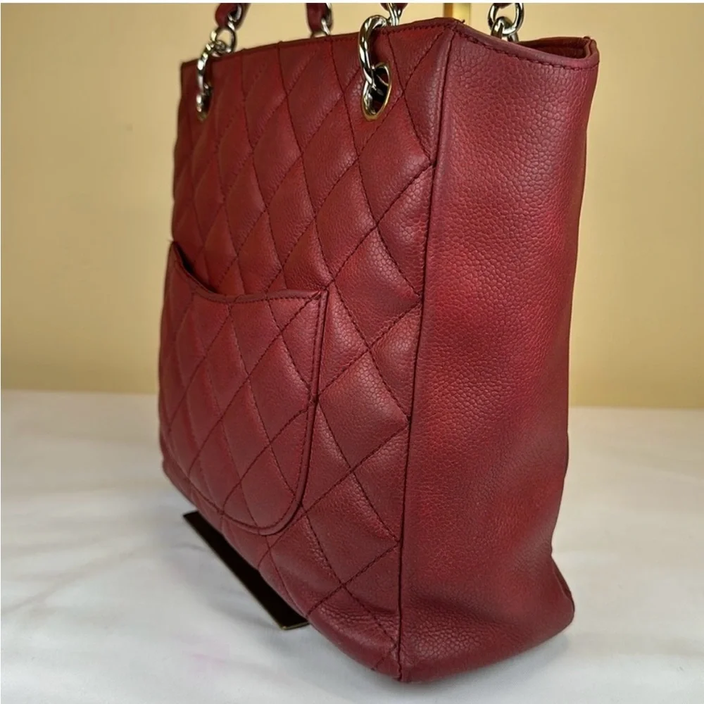 CHANEL CC Caviar Petite Shopping Tote PST Silver Hardware‎